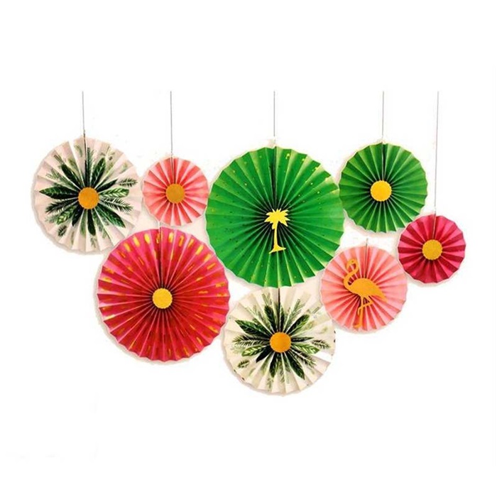 Flamingo Kağıt Yelpaze Süs Seti