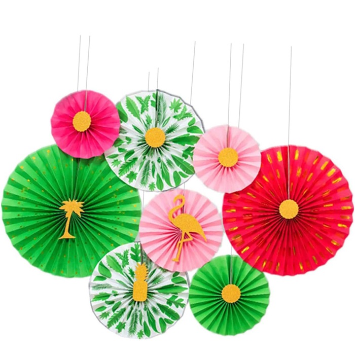 Flamingo Kağıt Yelpaze Süs Seti