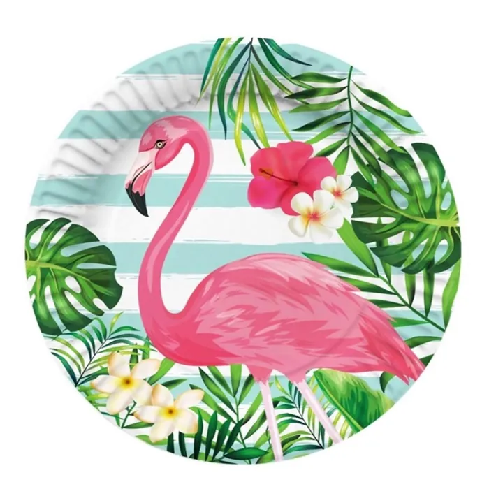 Flamingo Temalı Karton Tabak
