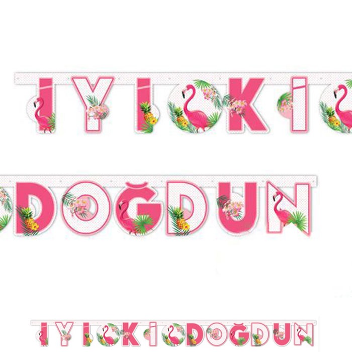 Flamingo Temalı İyi Ki Doğdun Yazı