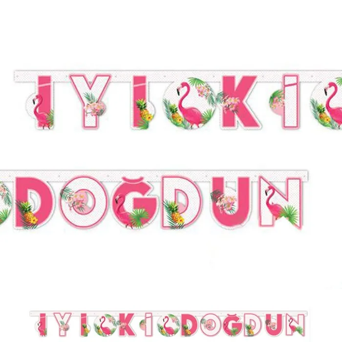 Flamingo Temalı İyi Ki Doğdun Yazı