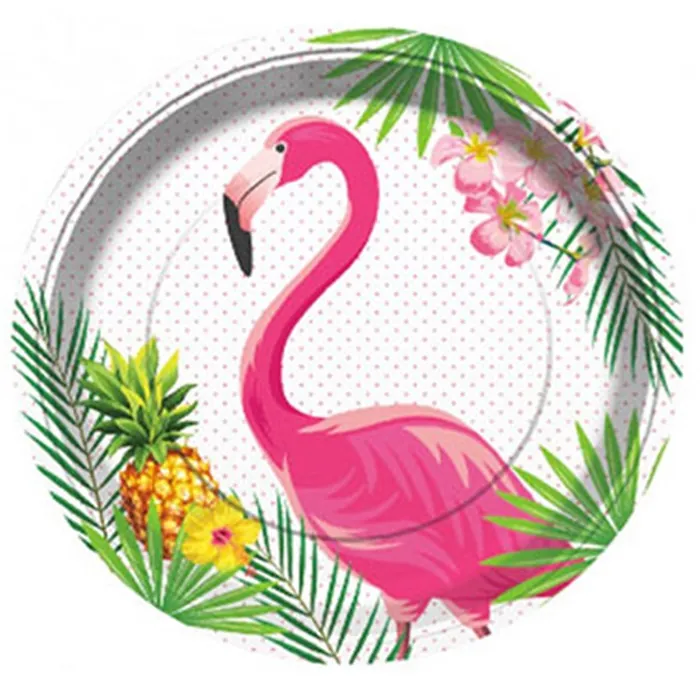Flamingo Temalı Karton Tabak