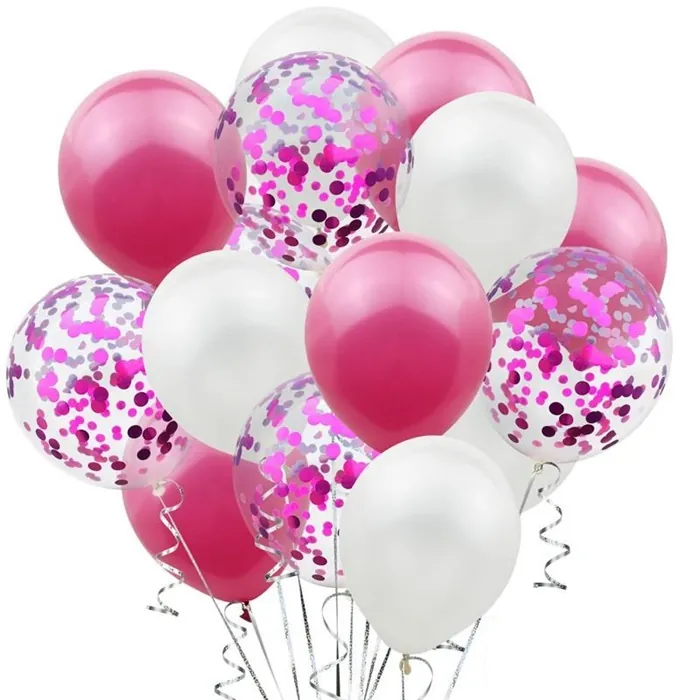 Metalik Fuşya Beyaz Balon Seti
