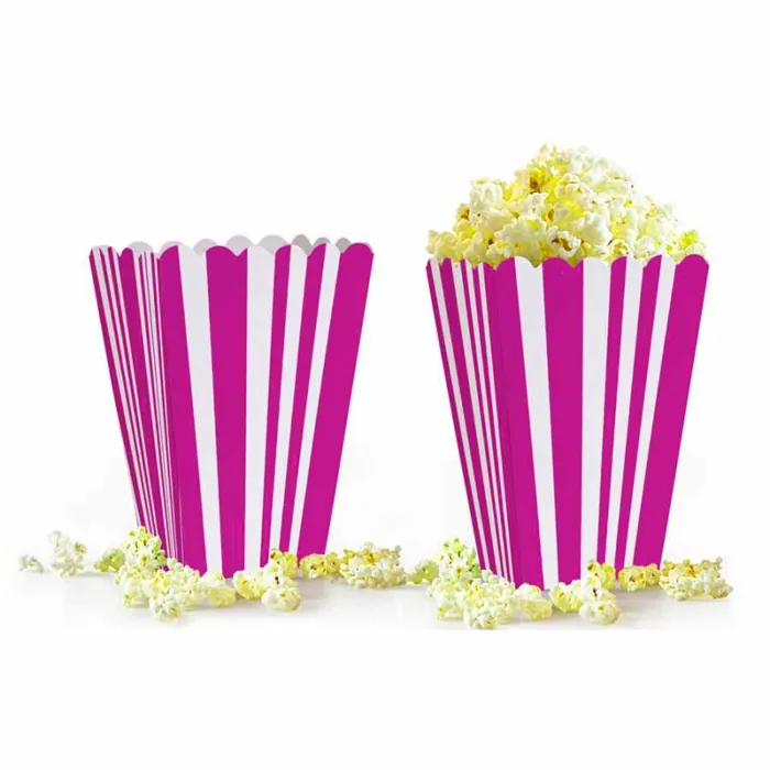 Fuşya Çizgili Popcorn Kutusu