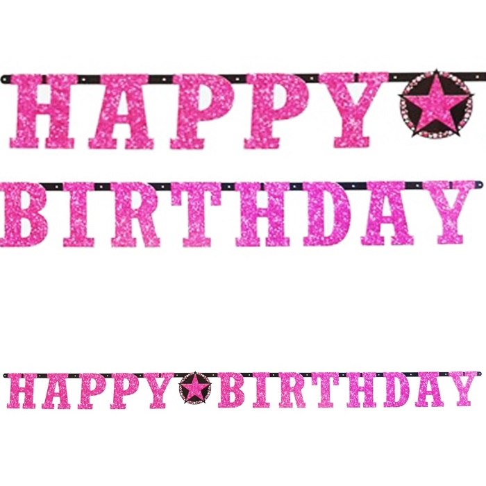 Fuşya Happy Birthday Yazı