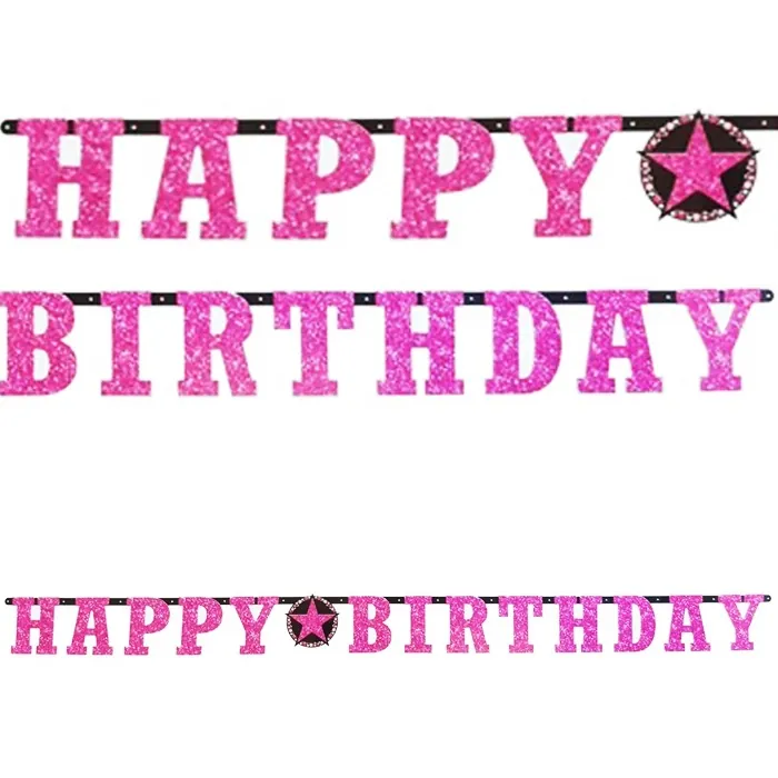 Fuşya Happy Birthday Yazı