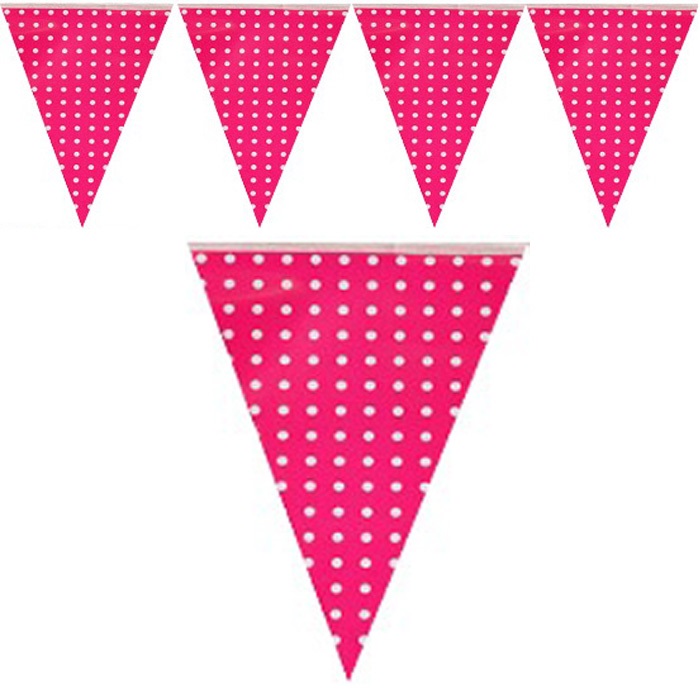 Fuşya Puanlı Bayrak Flama