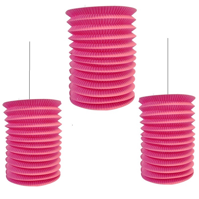 Fuşya Renkli Akordiyon Süs 3 Adet