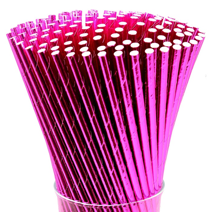 Fuşya Renkli Kağıt Pipet