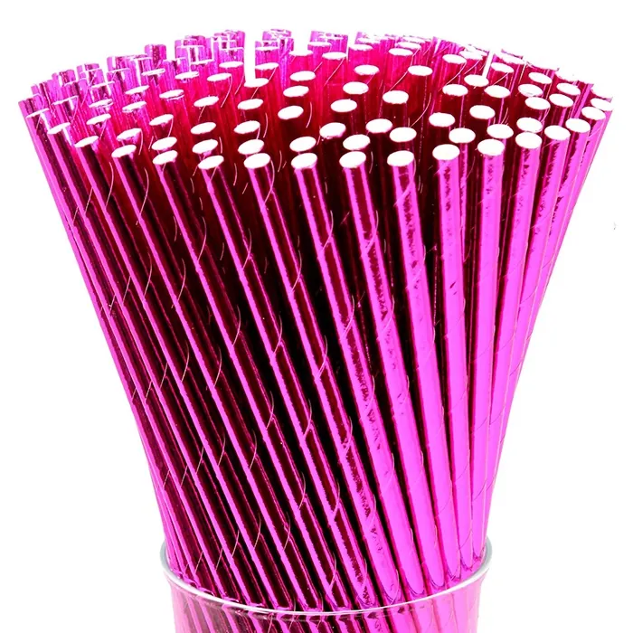 Fuşya Renkli Kağıt Pipet