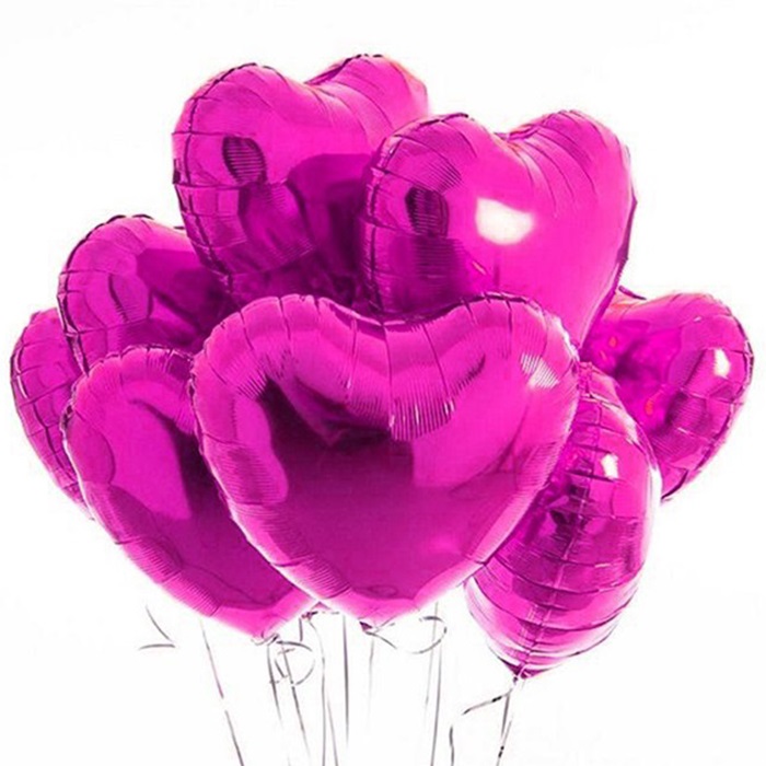 Fuşya Renkli Kalp Folyo Balon