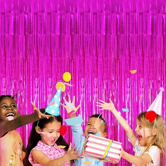 Fuşya Renkli Parlak Duvar Perdesi