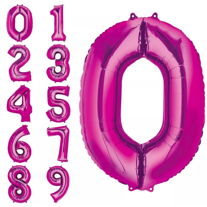 Fuşya Renkli Rakam Folyo Balon