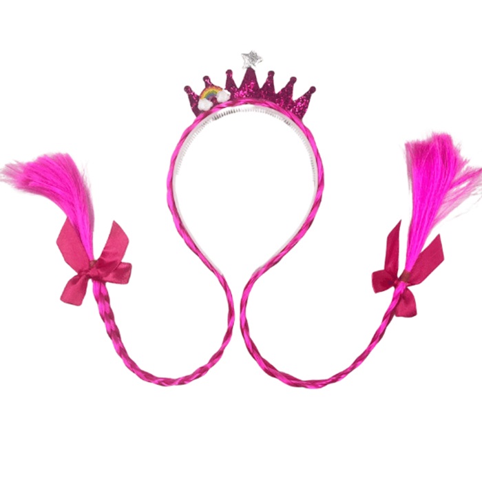 Fuşya Renkli Saçlı Taç
