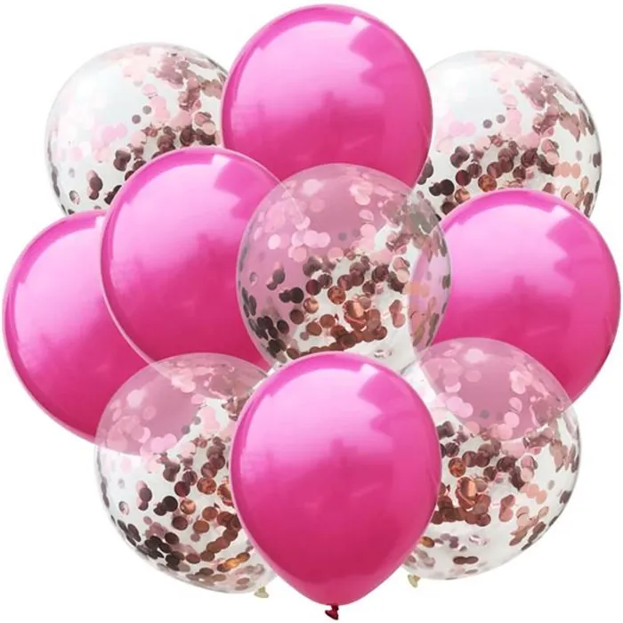 Fuşya Rose Konfetili Balon