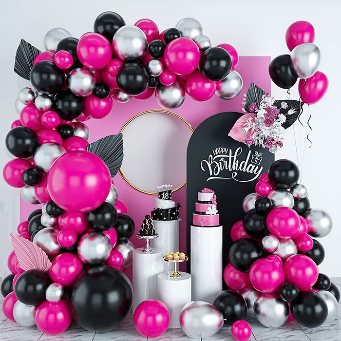 Fuşya Siyah Renkli Zincir Balon