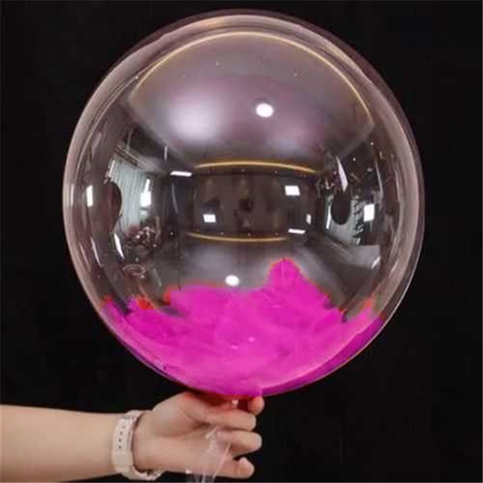 Fuşya Tüylü Şeffaf Balon 60 Cm