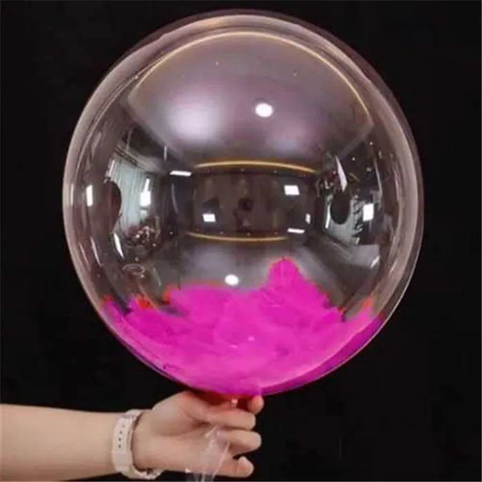 Fuşya Tüylü Şeffaf Balon