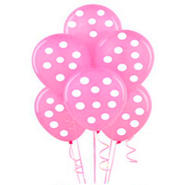 Fuşya Üzerine Beyaz Puanlı Balon
