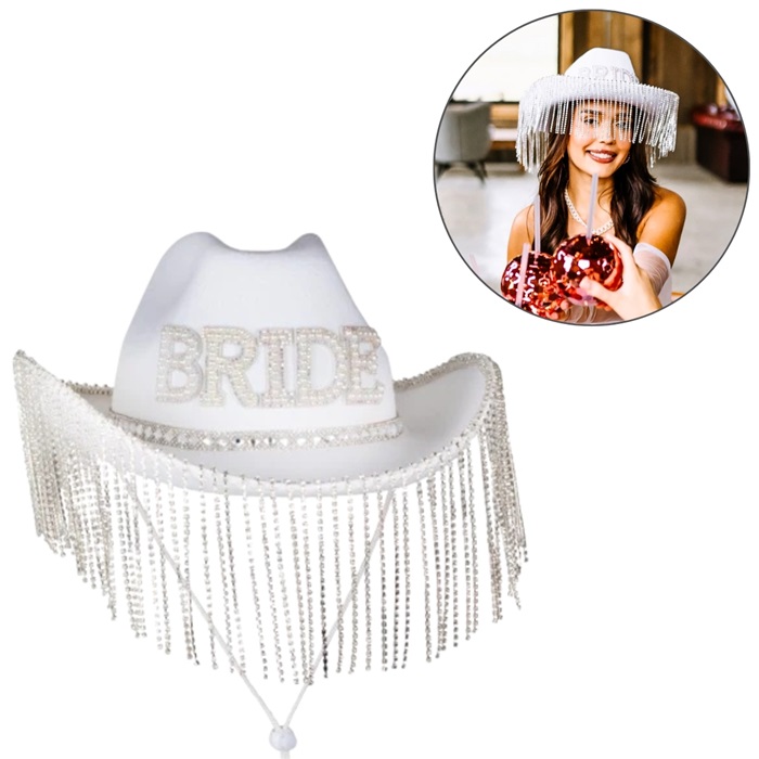 Ginger Ray Bride Püsküllü Kovboy Şapka