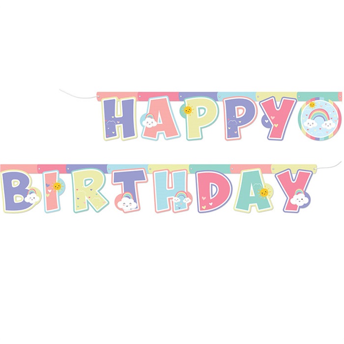 Amscan Gökkuşağı Bulut Happy Birthday Yazı