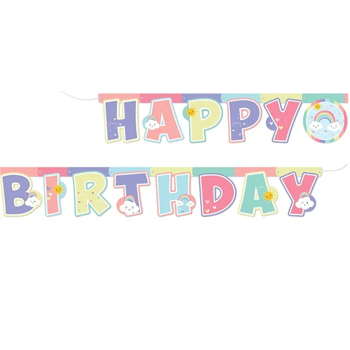 Amscan Gökkuşağı Bulut Happy Birthday Yazı