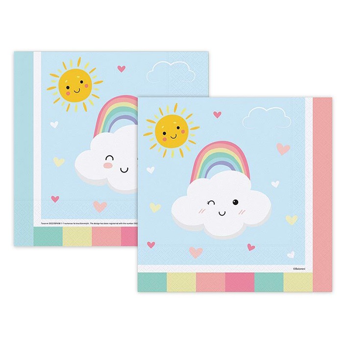 Amscan Gökkuşağı Bulut Temalı Peçete