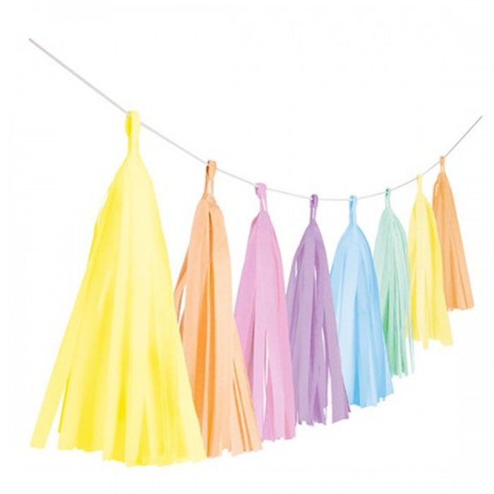 Amscan Gökkuşağı Pastel Renkler Püskül Garland