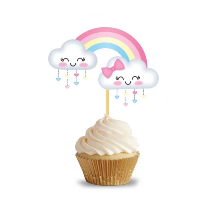 Sevimli Bulutlar Cupcake Kürdan Süs
