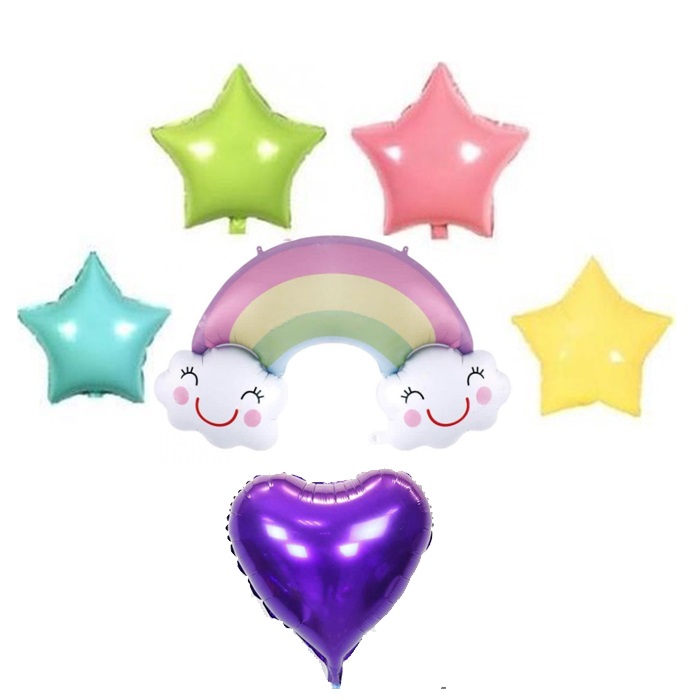 Gökkuşağı Temalı Folyo Balon Demeti