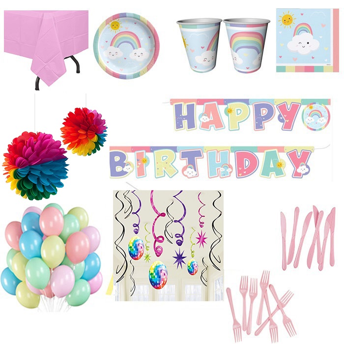 Gökkuşağı Ve Bulut Temalı Parti Seti 16 Kişilik
