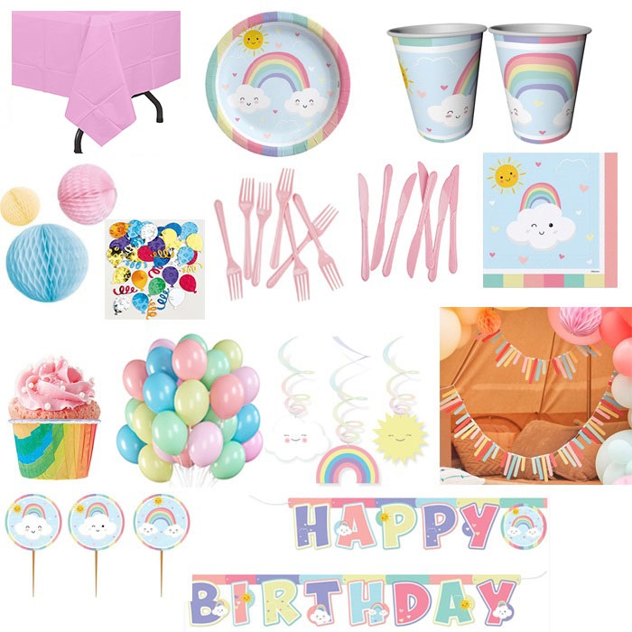 Gökkuşağı Ve Bulut Temalı Parti Seti 24 Kişilik