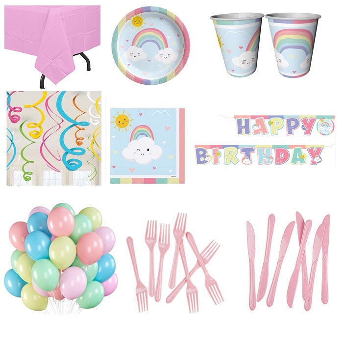 Gökkuşağı Ve Bulut Temalı Parti Seti 8 Kişilik