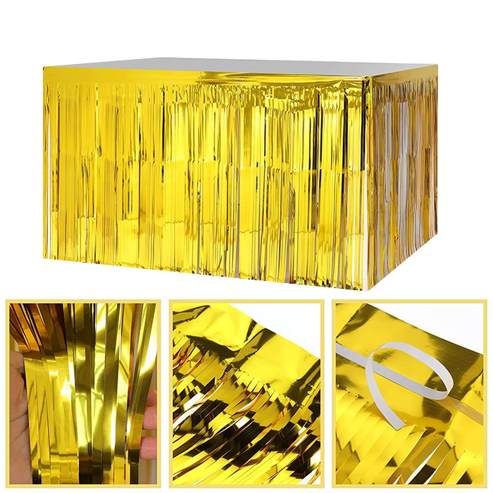 Gold Altın Işıltılı Püsküllü Masa Eteği