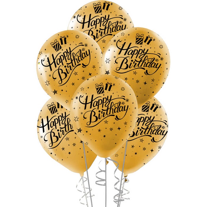 Gold Happy Birthday Lateks Balon