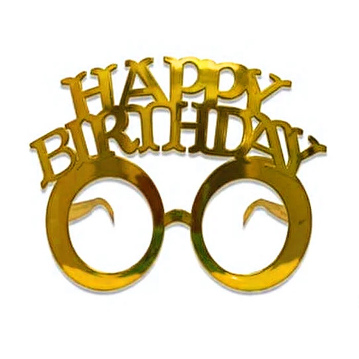 Gold Happy Birthday Parti Gözlük
