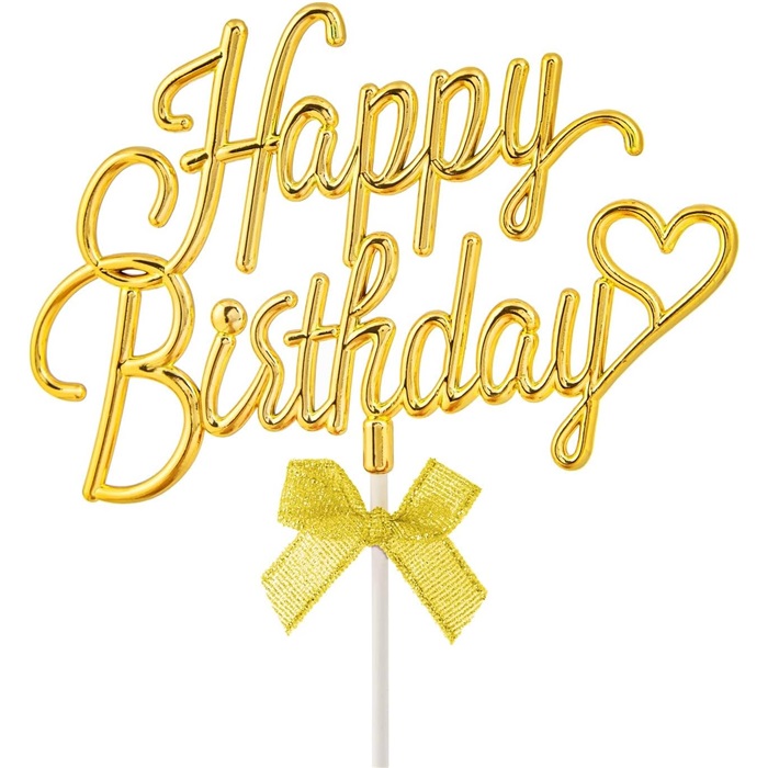 Gold Happy Birthday Pasta Süsü