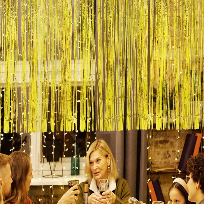 Gold Parlak Pencere Perdesi