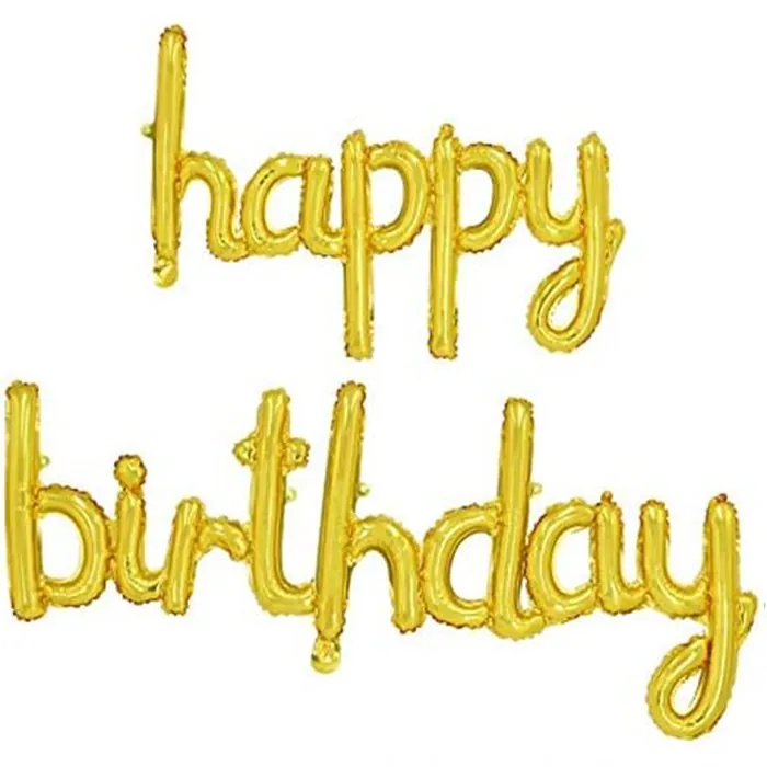 Gold Renkli El Yazılı Happy Birthday Folyo Balon