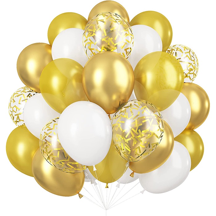 Gold Renkli Konfetili Balon Seti