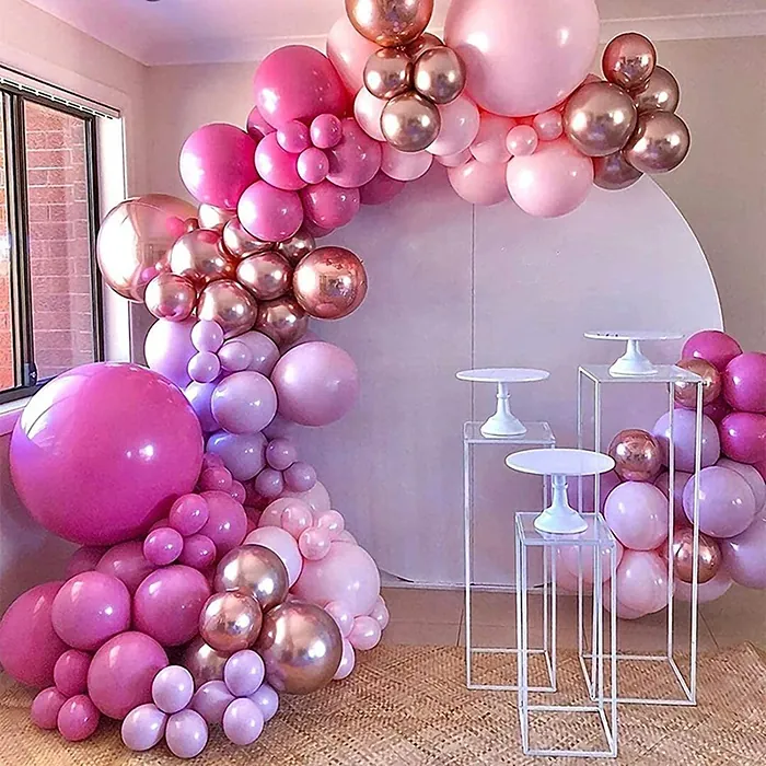Gold Rose Pembe Renkli Zincir Balon