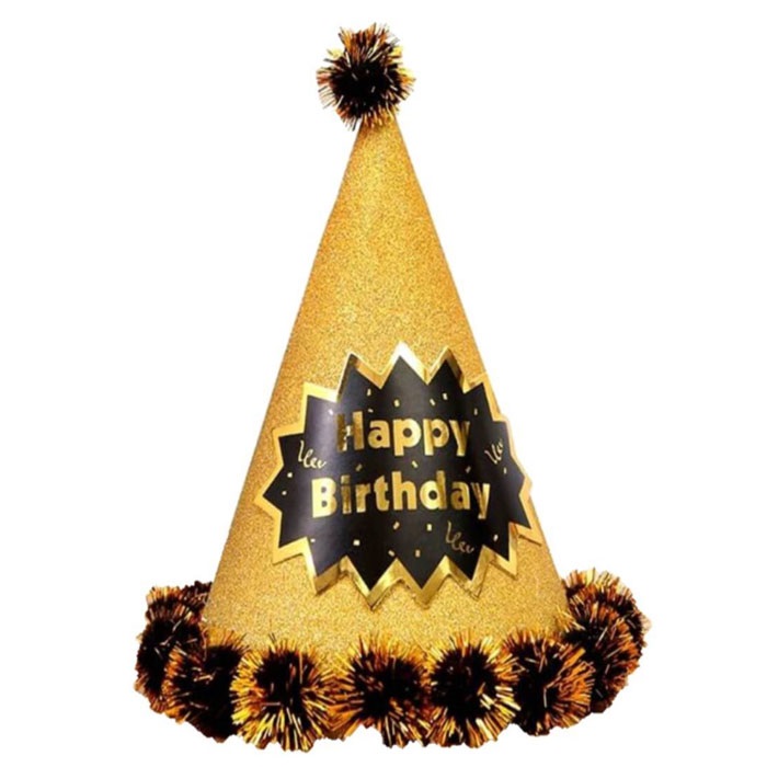 Gold Simli Happy Birthday Parti Şapka