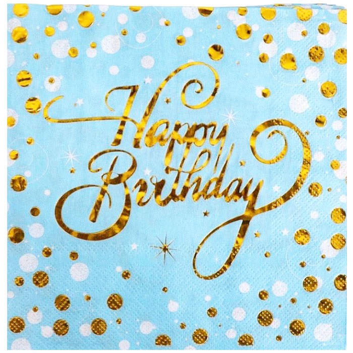 Gold Varak Baskılı Happy Birthday Peçete