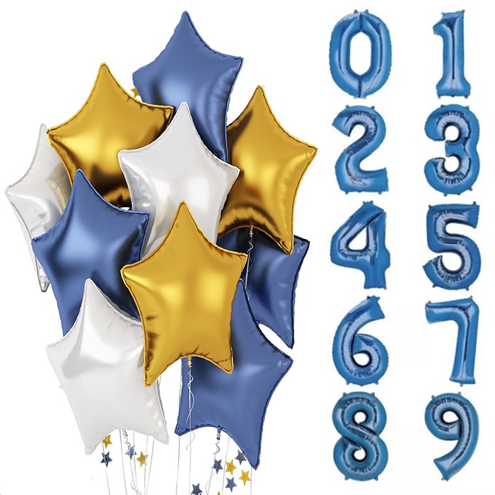 Gümüş Gold Lacivert Rakam Balon Seti