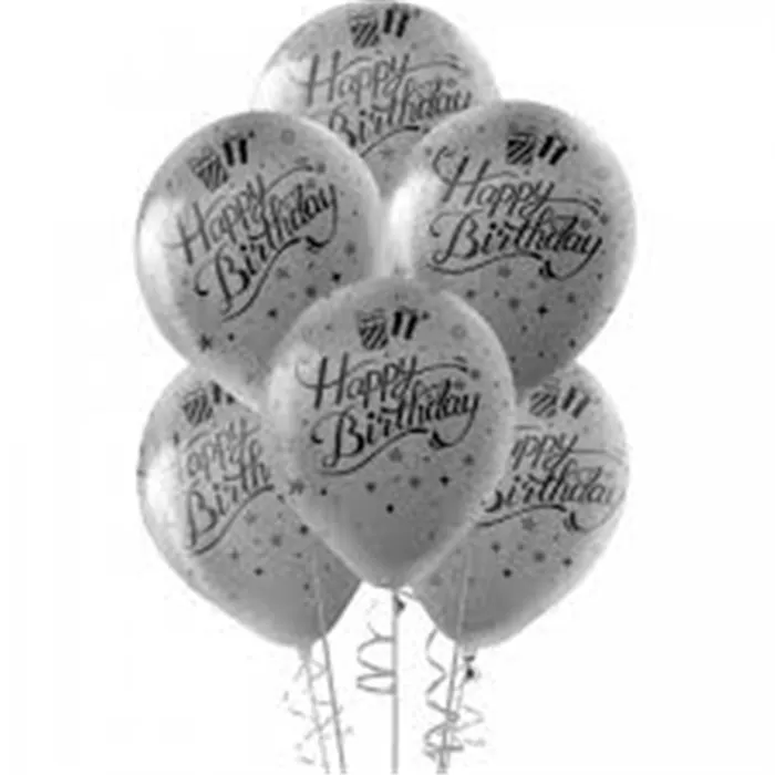Gümüş Renkli Happy Birthday Balon