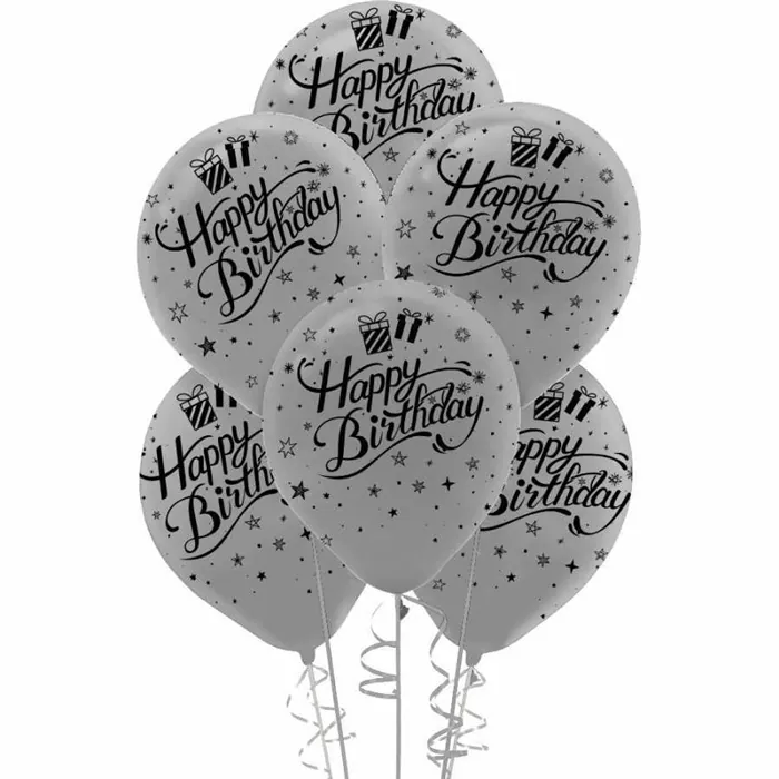 Gümüş Happy Birthday Lateks Balon
