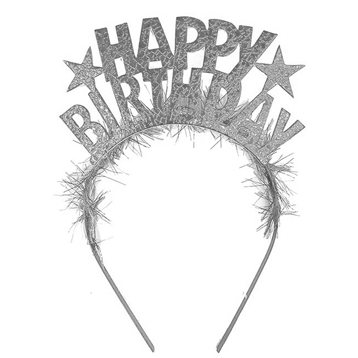 Gümüş Happy Birthday Taç