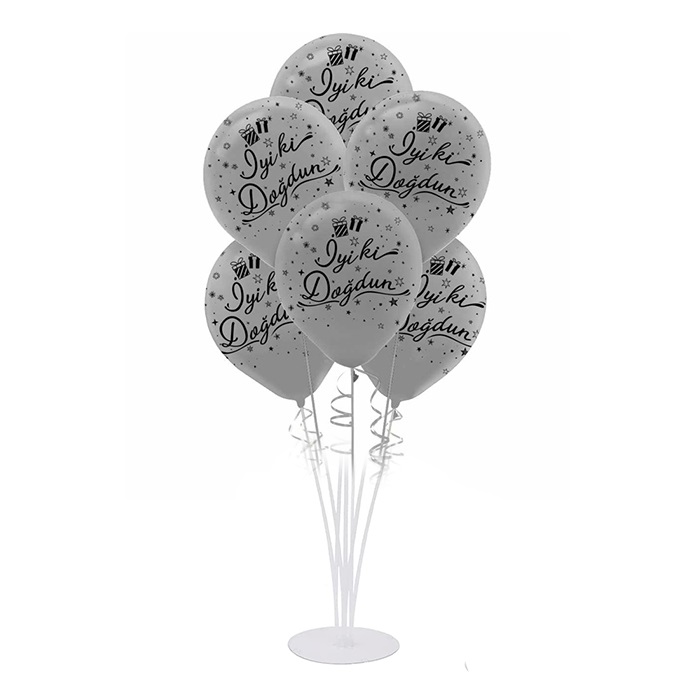 Gümüş İyi Ki Doğdun Balon Standı