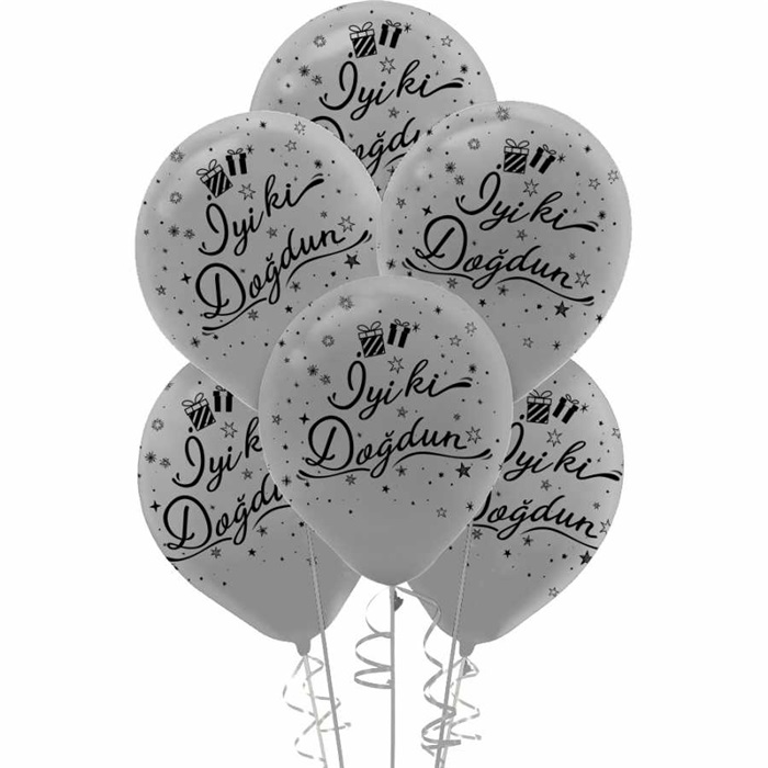 Gümüş İyi Ki Doğdun Latex Balon