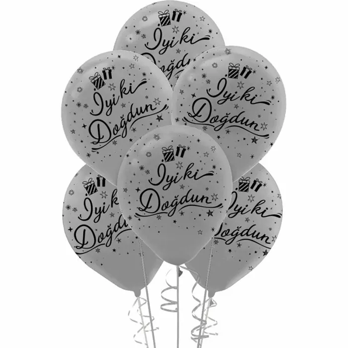 Gümüş İyi Ki Doğdun Latex Balon
